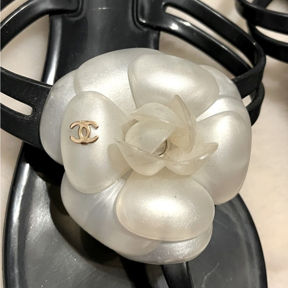 Chanel Authentic Flip Flops With Camellia Flower - Picture 2 of 5